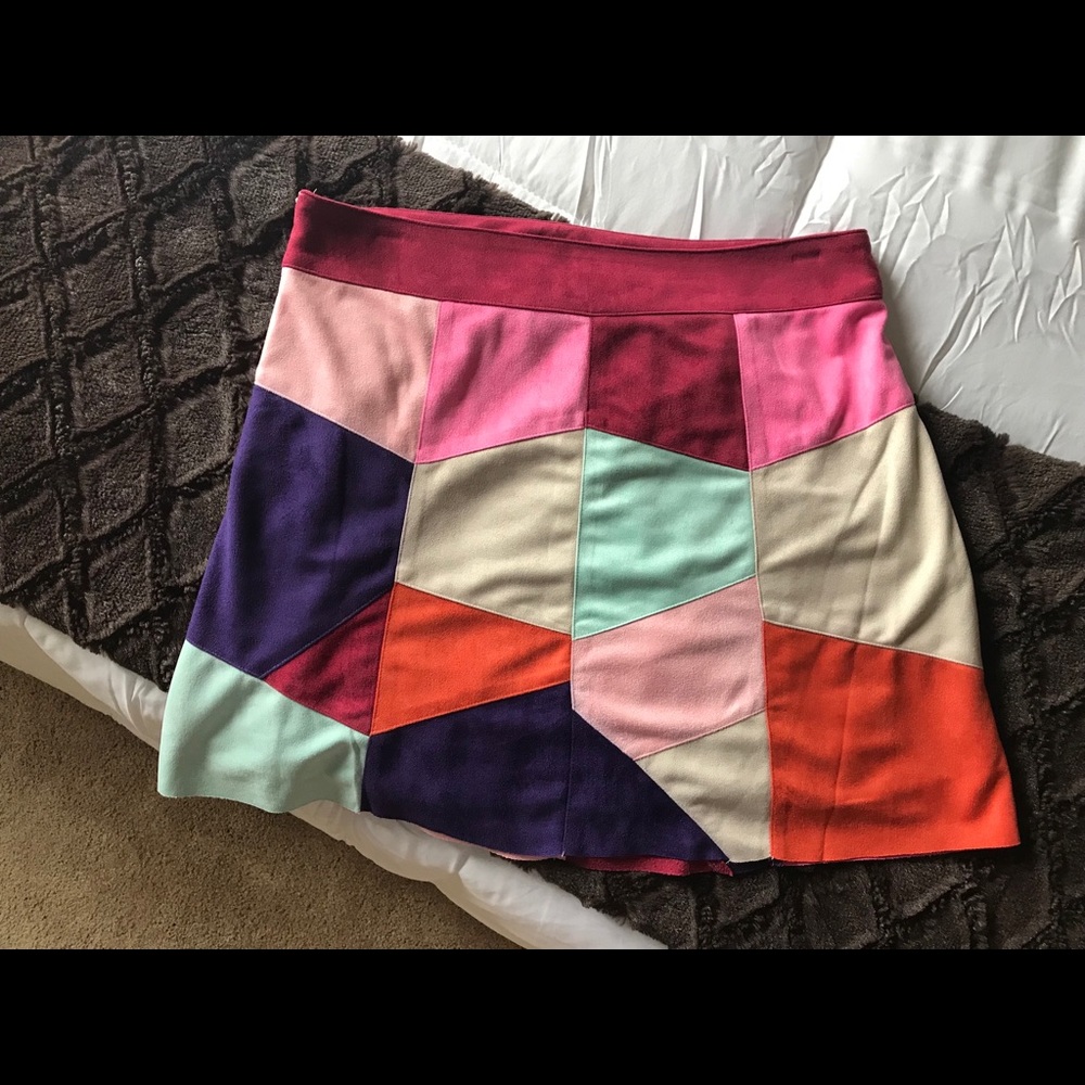 Faux suede patchwork mini skirt, Nasty Gal